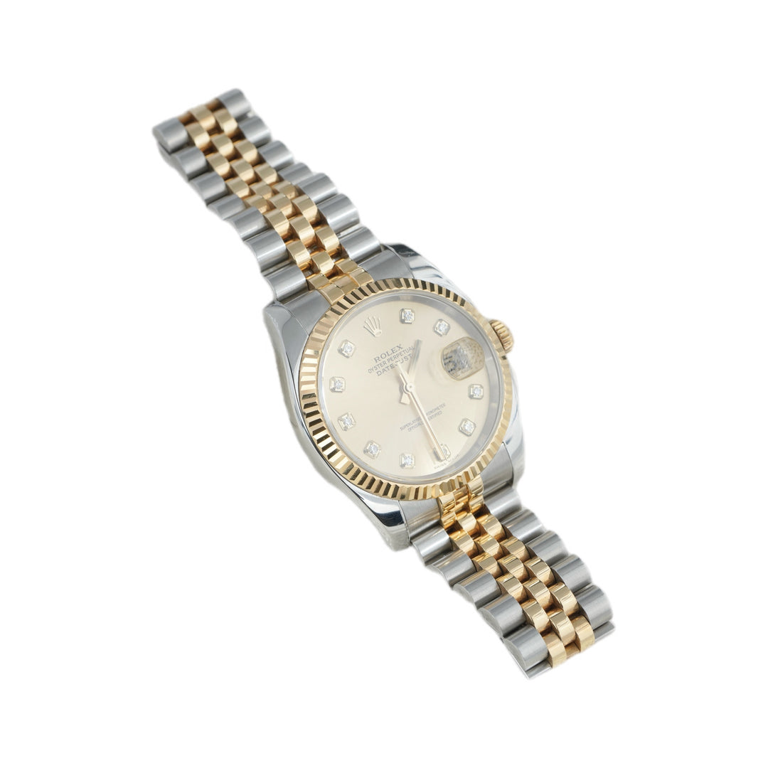 Rolex Datejust 36mm Two-Tone Yellow Gold Diamond Auto Watch