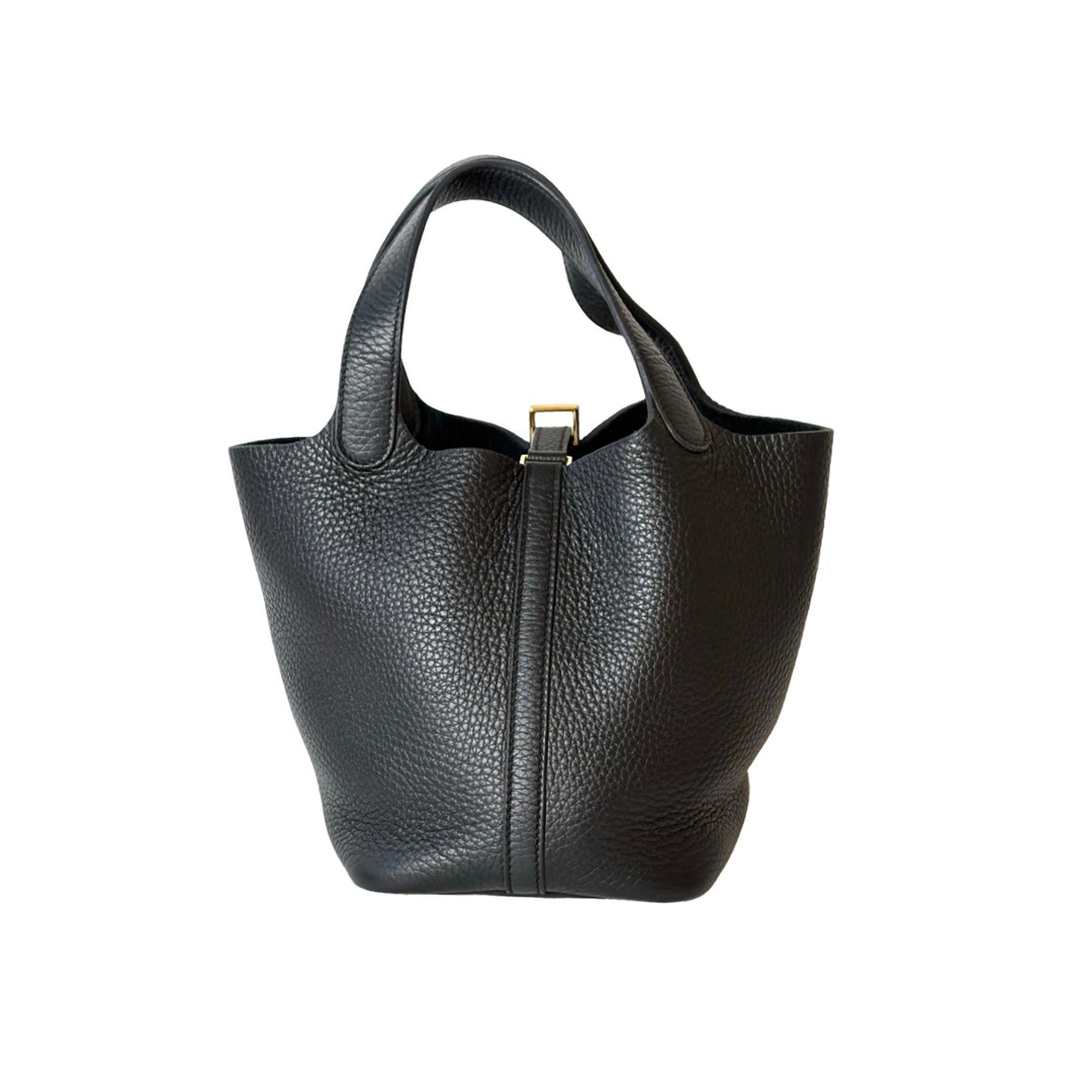 Hermes Picotin 18 Black Bag Gold TC