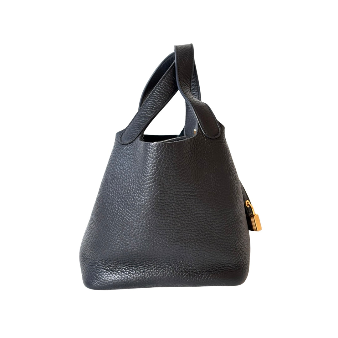 Hermes Picotin 18 Black Bag Gold TC