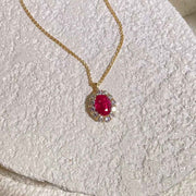 Natural Ruby Necklace D1.06 d0.40ct 18K, Burma (Myanmar)