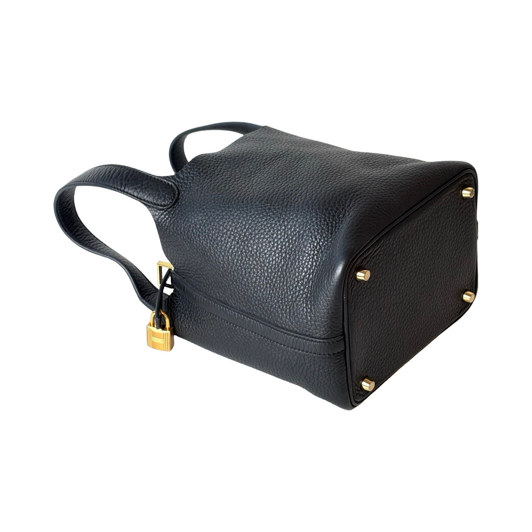 Hermes Picotin 18 Black Bag Gold TC