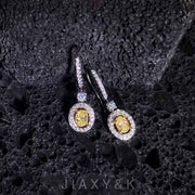 Yellow Diamond Oval Hoop Earring 18K White Gold - Jiaxyk