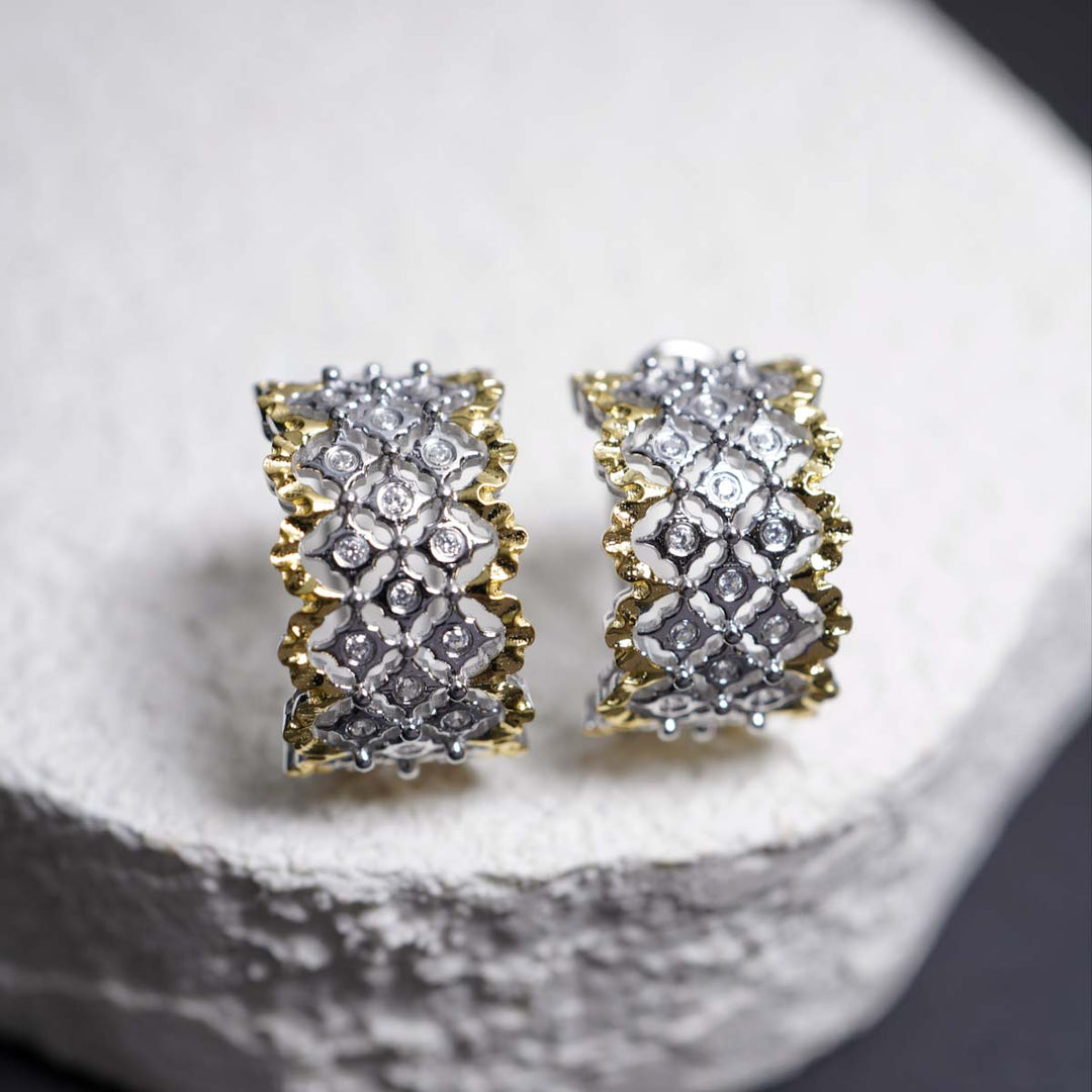 Silver 925 Buccellati Style Stud Earring