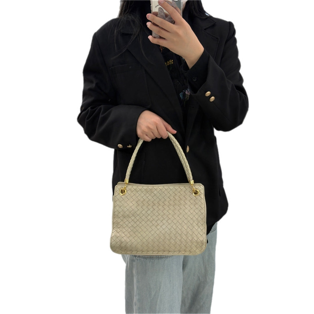 Bottega Veneta Vintage Champagne Parachute Bag