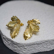 Silver 925 Bud With Leaf Stud Earrings