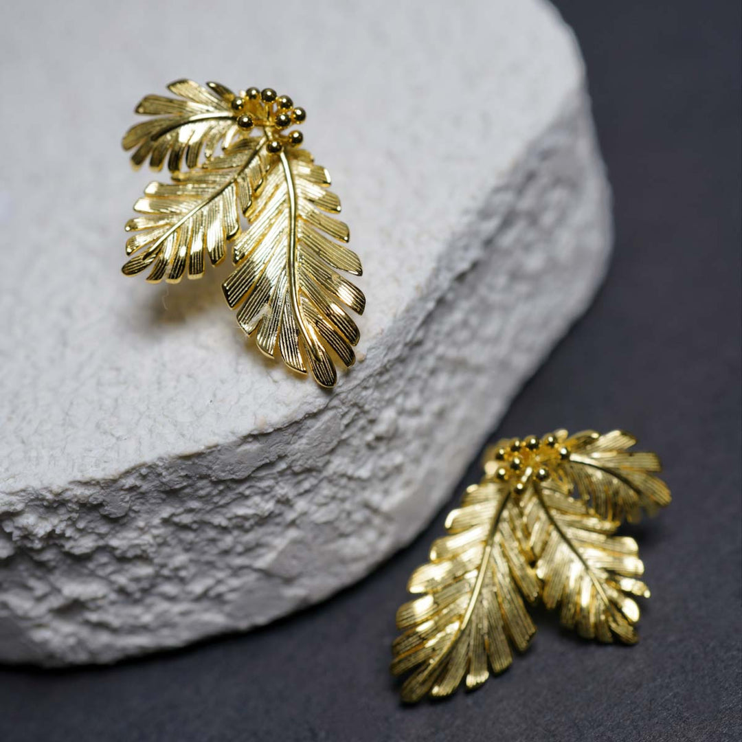 Silver 925 Bud With Leaf Stud Earrings