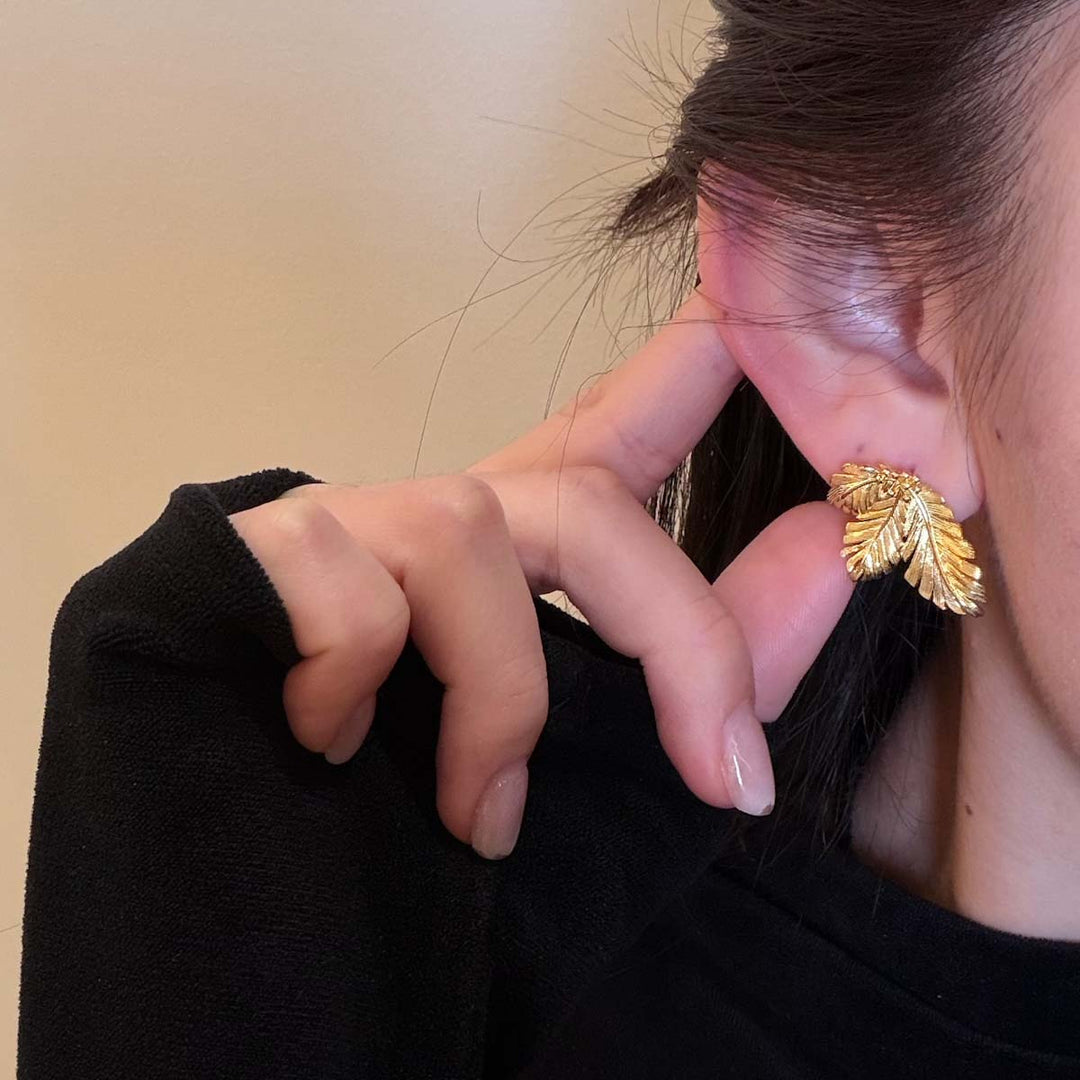 Silver 925 Bud With Leaf Stud Earrings