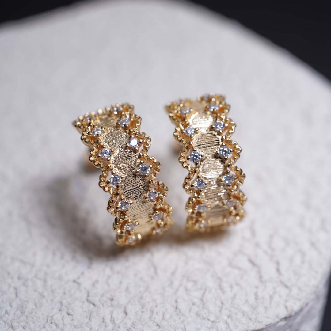 Silver 925 Wavy Earrings, Made in Italy 6.5g