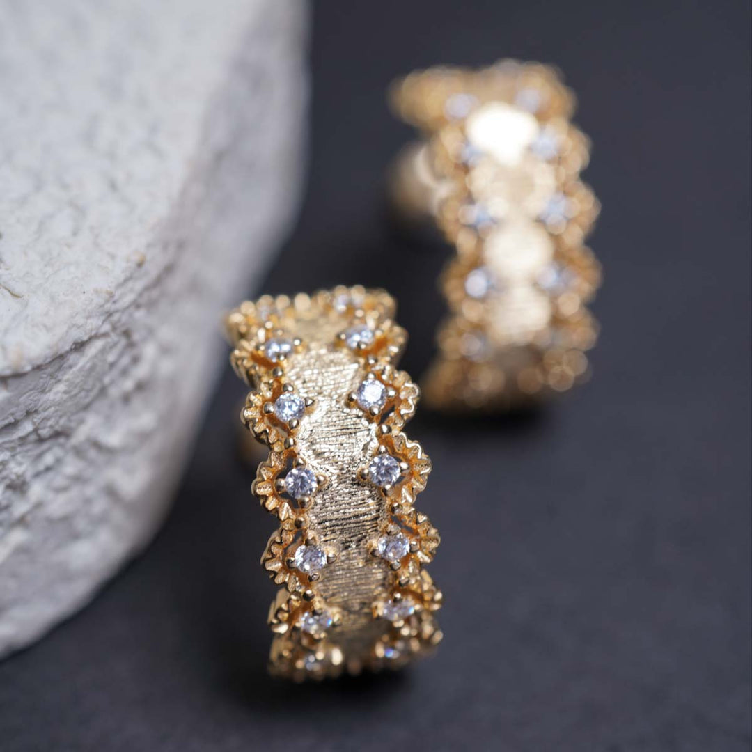 Silver 925 Wavy Earrings, Made in Italy 6.5g
