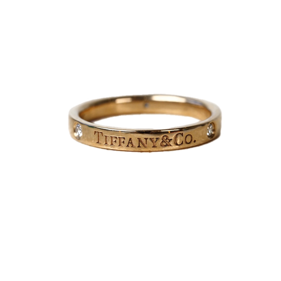 Tiffany Wedding Band 18K Rose Gold 3 Diamonds