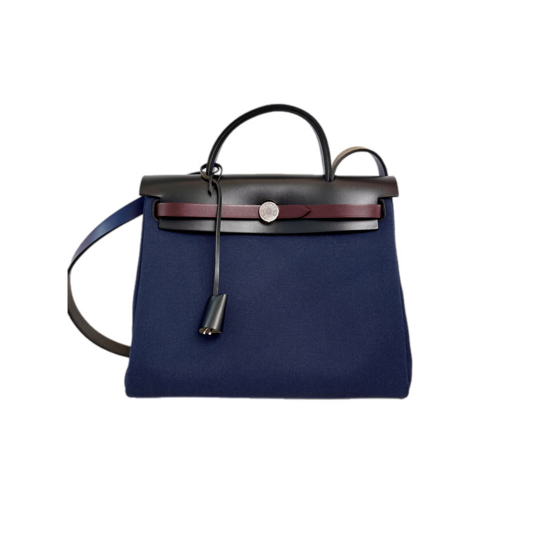 Hermes Herbag Zip 31 Bag Blue/Black/Burgundy