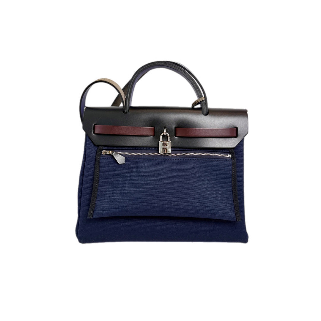 Hermes Herbag Zip 31 Bag Blue/Black/Burgundy