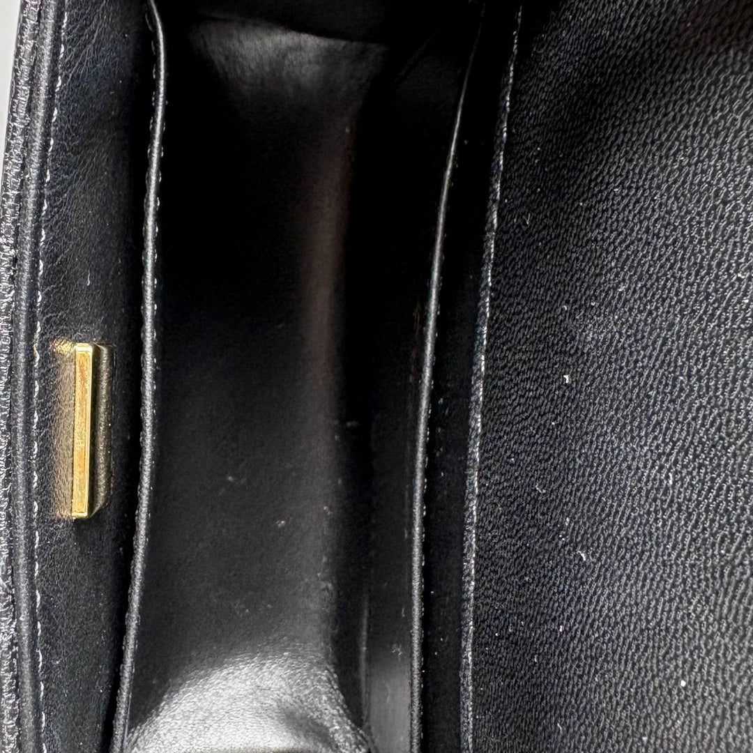 Chanel Classic Flap Mini Square Bag Calfskin Black Gold