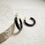 Natural Agate Earrings, 18K Gold