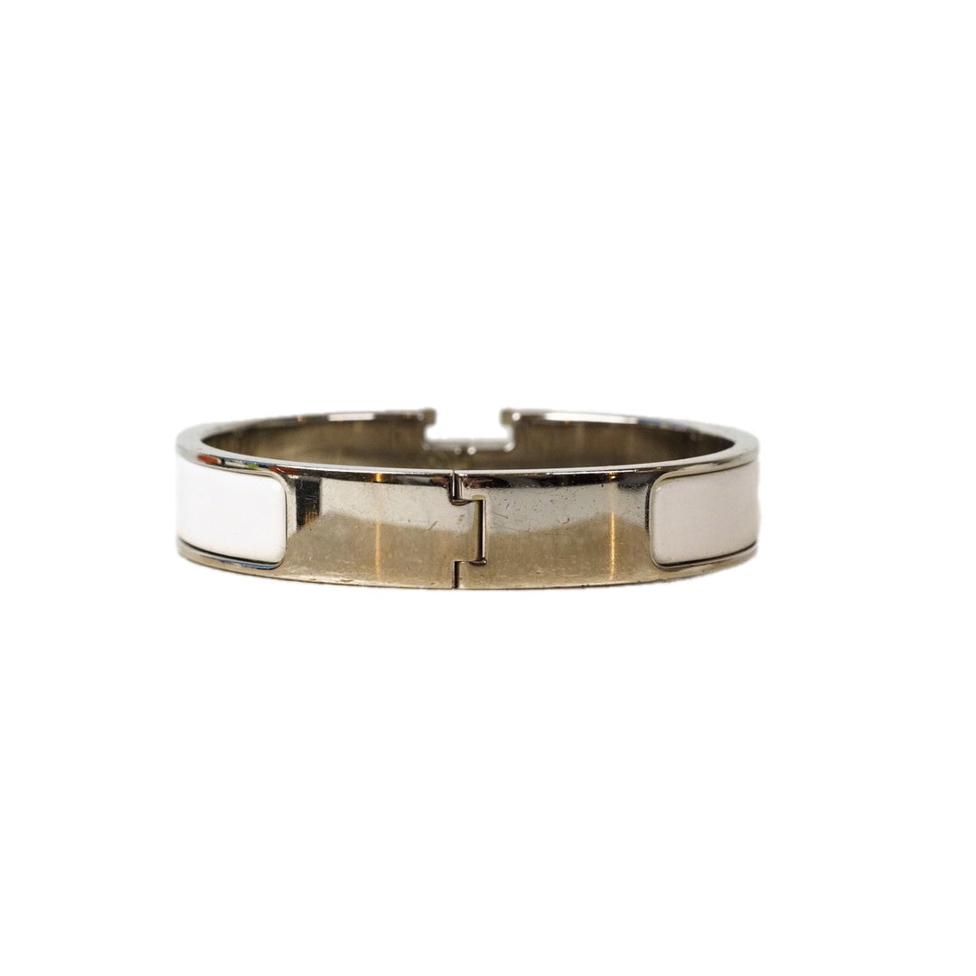 Hermes White/Silver H Clic Bracelet