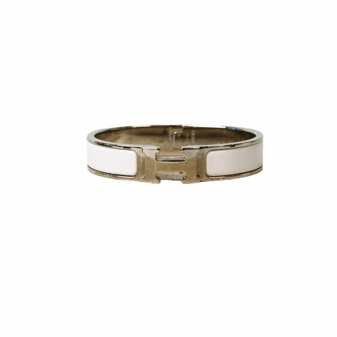Hermes White/Silver H Clic Bracelet