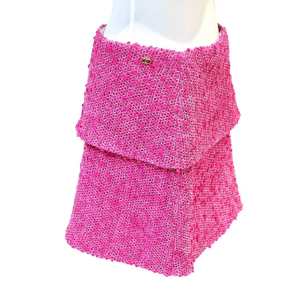 Chanel 21C Pink Cotton Tweed Skirt #34