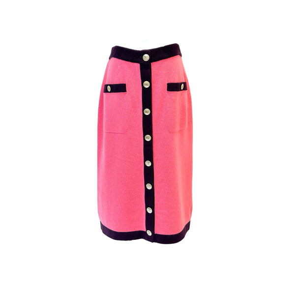 Pre-owned Chanel 20A Peach Cashmere Skirt in Black, Pink