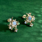 Australia Natural Opal Diamond Earrings D2.00ct, 18K