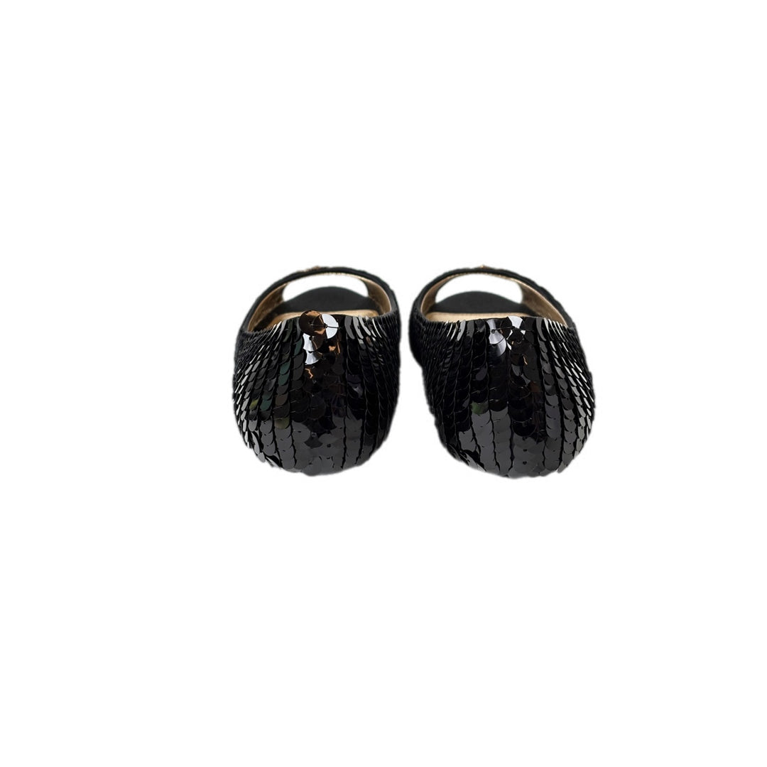 Prada Glitter Peep Toe Flats Shoes 35#