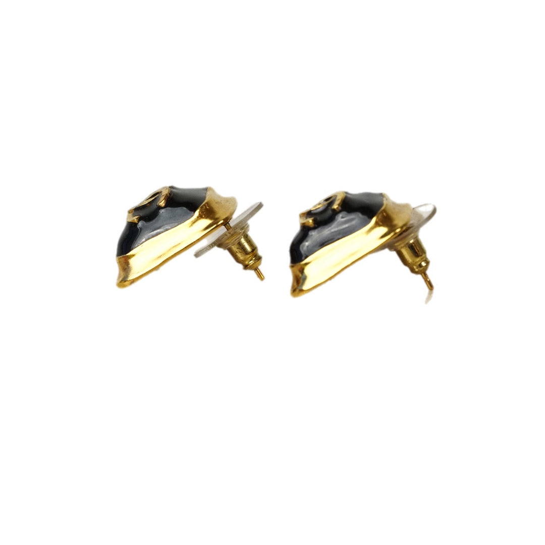 Chanel Black/Gold Sugar Cube  Earring