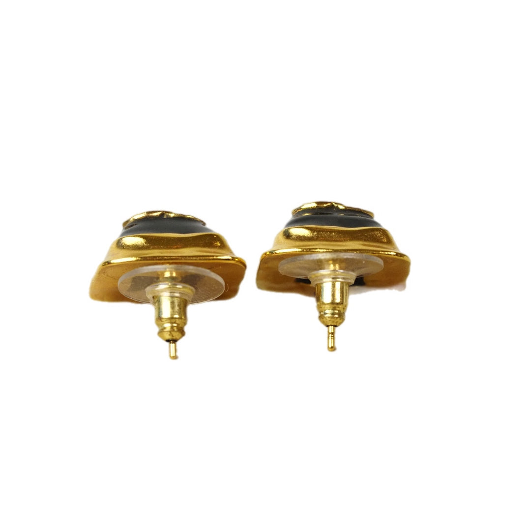 Chanel Black/Gold Sugar Cube  Earring