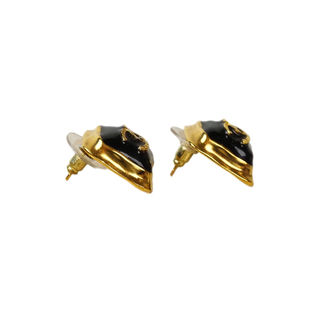 Chanel Black/Gold Sugar Cube  Earring