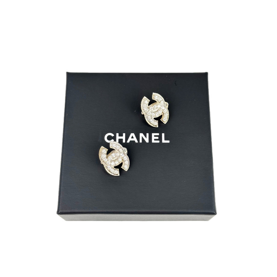Chanel CC Crystal Clip-On Earrings