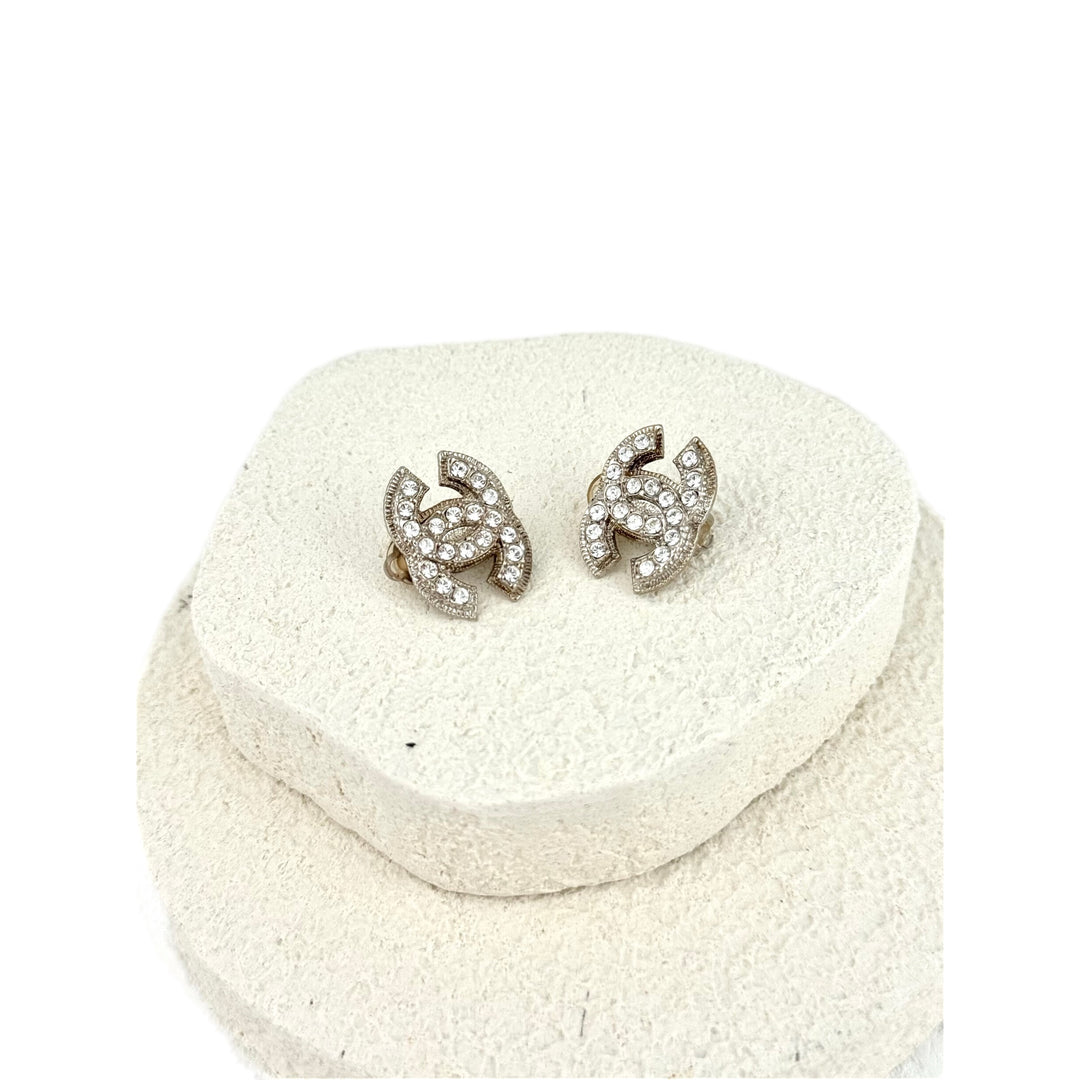 Chanel CC Crystal Clip-On Earrings