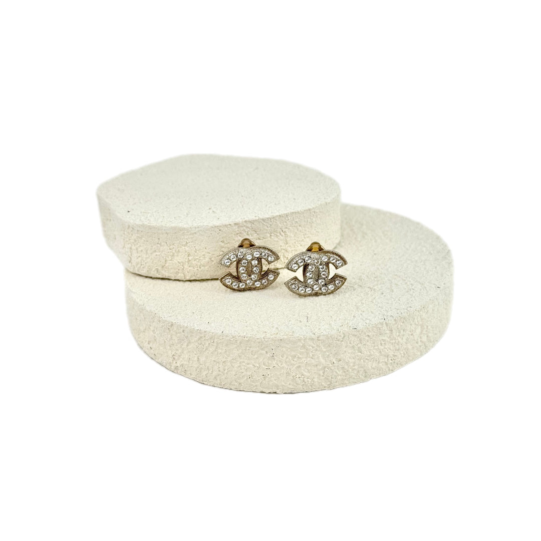 Chanel CC Crystal Clip-On Earrings