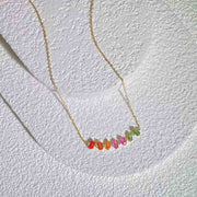 Natural Multi-colored Sapphire Diamond Necklace D2.50ct d0.12ct. 18K