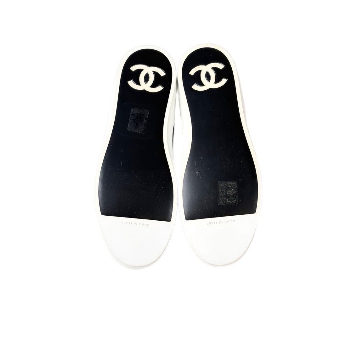 Chanel Black and White Leather Sneakers 36#