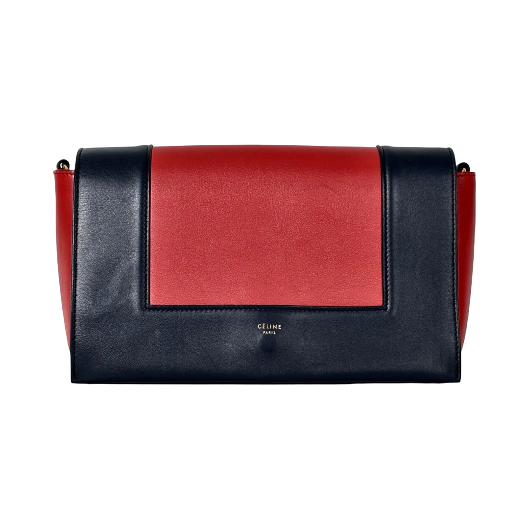 Celine Navy&Dark Red Leather Frame Handbag