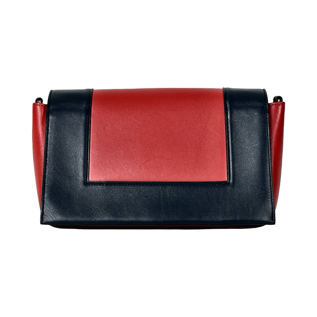 Celine Navy&Dark Red Leather Frame Handbag