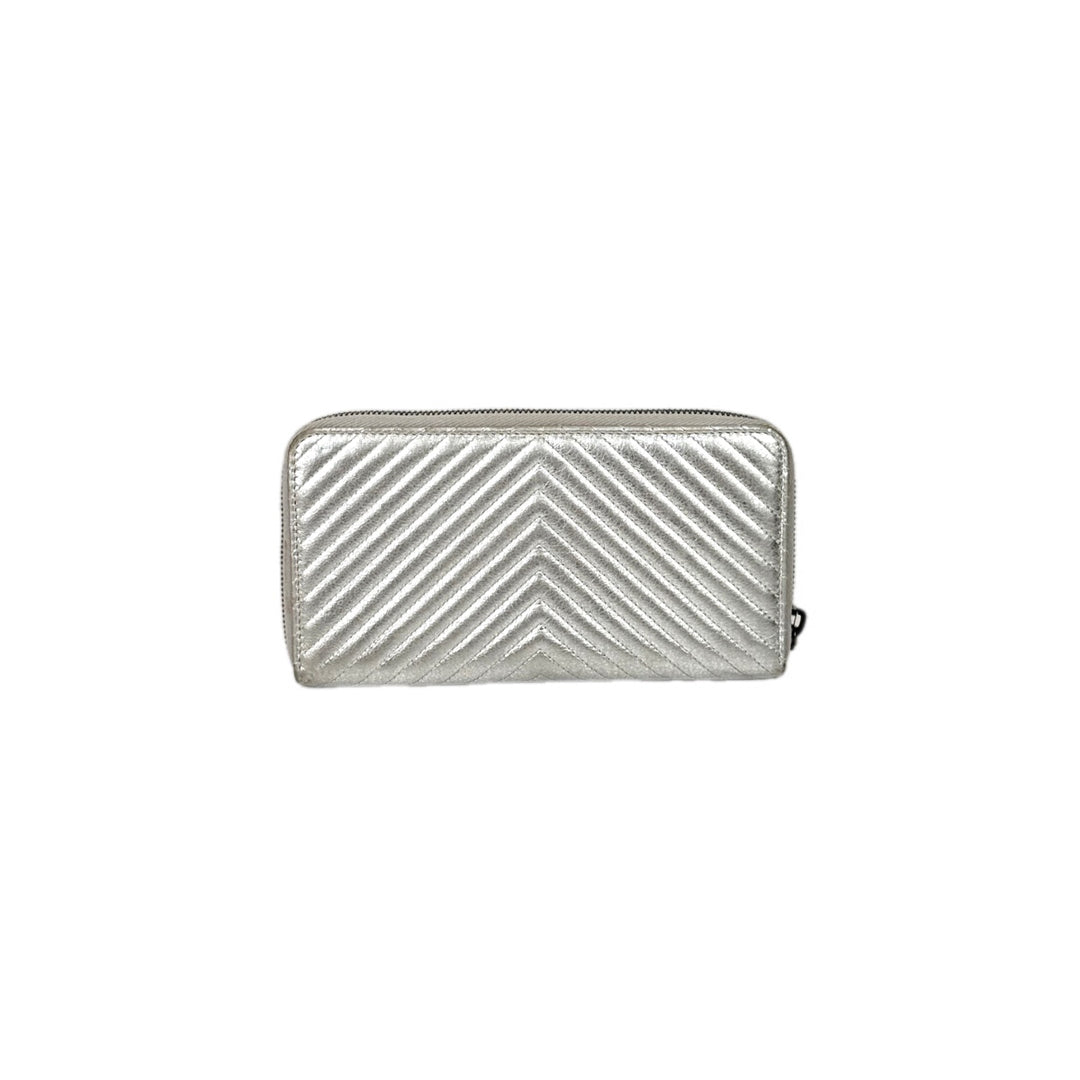 Chanel Silver Long Zip Wallet