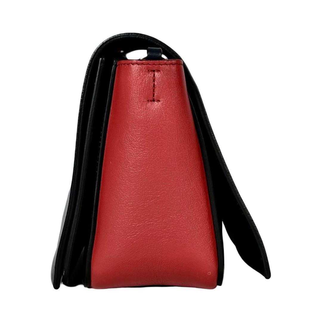 Celine Navy&Dark Red Leather Frame Handbag