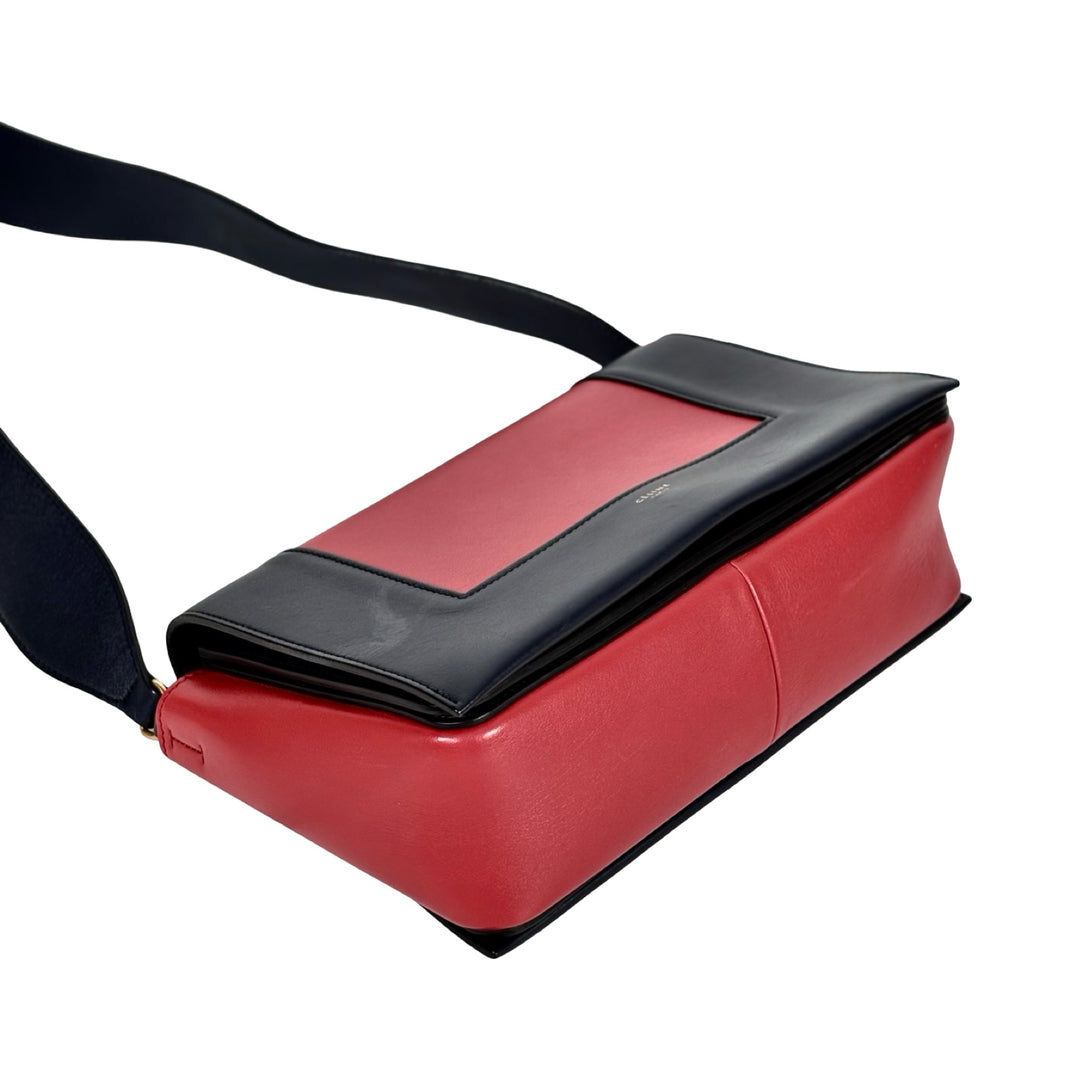 Celine Navy&Dark Red Leather Frame Handbag