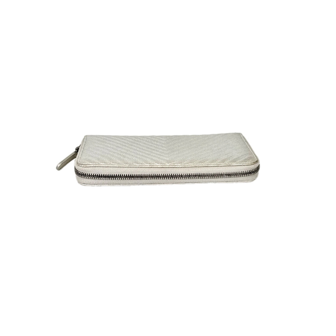 Chanel Silver Long Zip Wallet