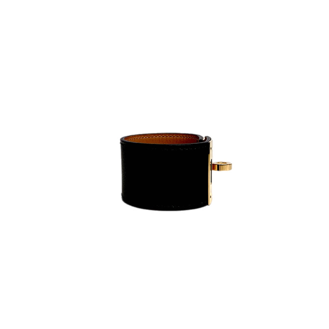 Hermes Kelly Black Leather Bracelet