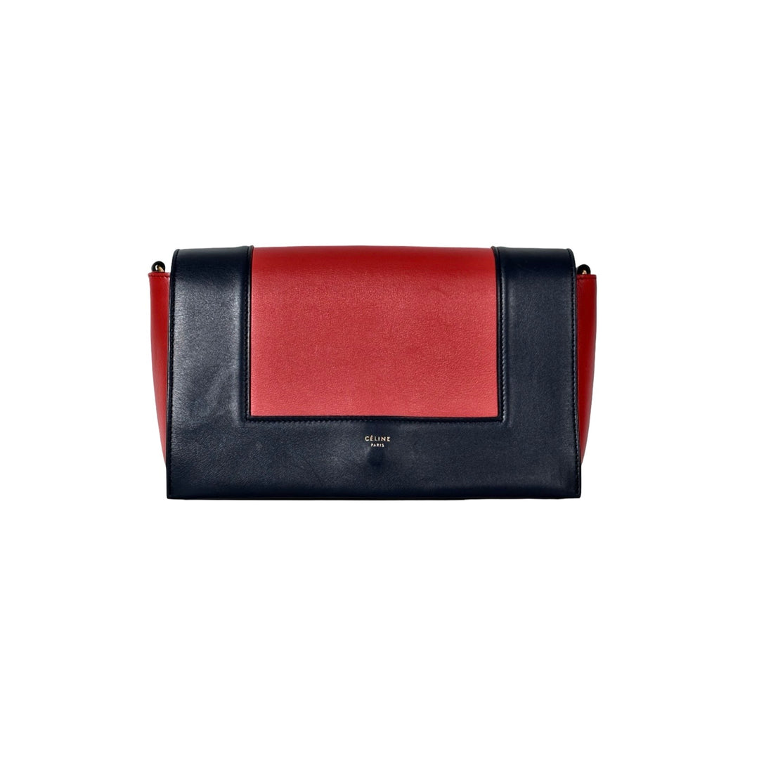 Celine Navy&Dark Red Leather Frame Handbag