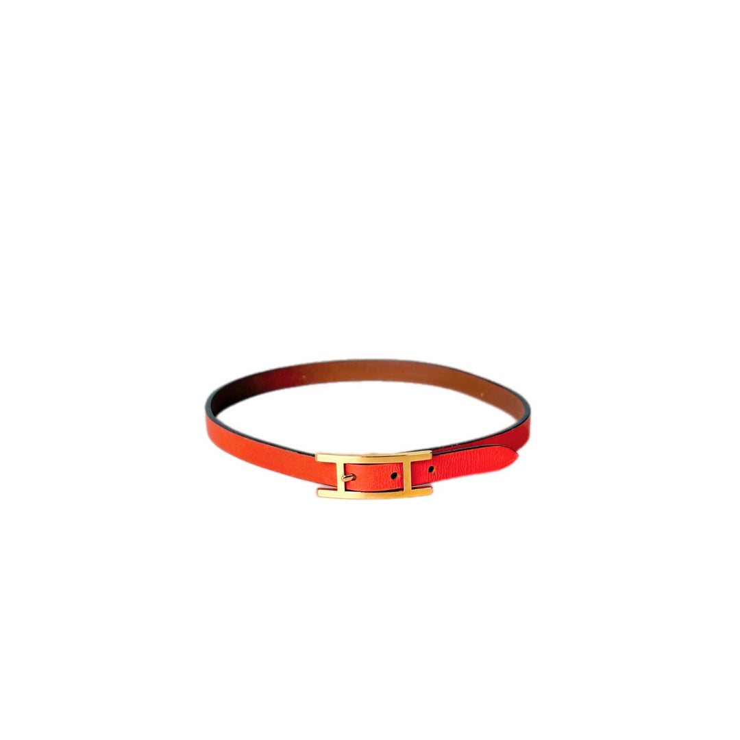 Hermes Leather Bracelet Gold