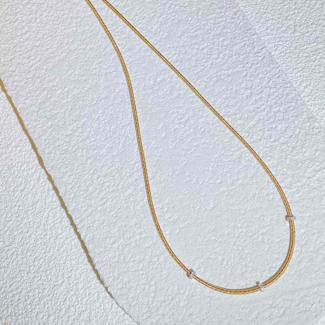 Natural White Diamond YG Necklace  18K D0.09ct
