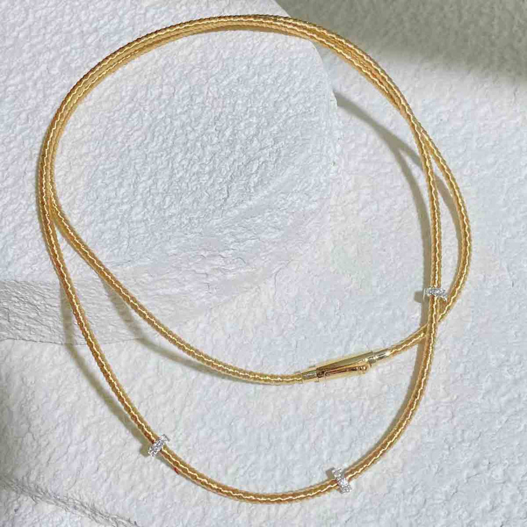 Natural White Diamond YG Necklace  18K D0.09ct