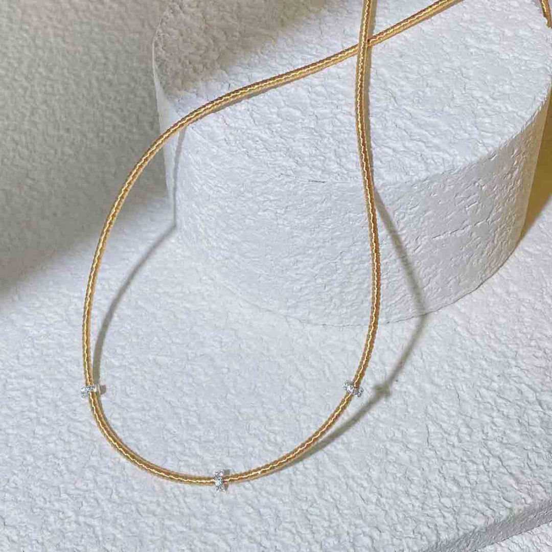 Natural White Diamond YG Necklace  18K D0.09ct