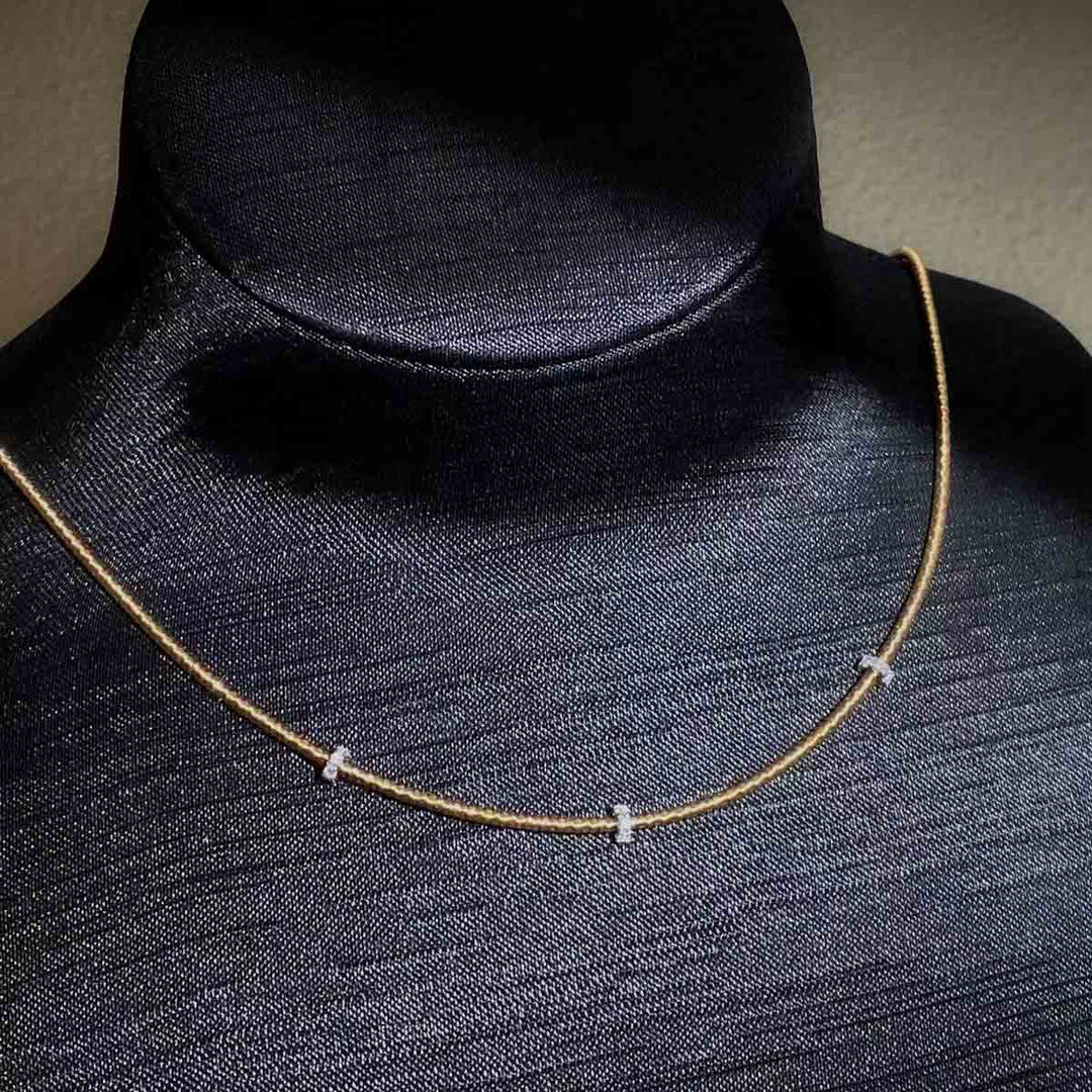 Natural White Diamond YG Necklace  18K D0.09ct