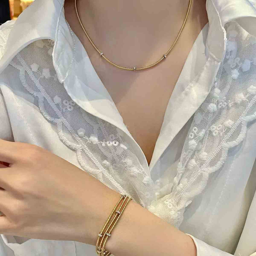 Natural White Diamond YG Necklace  18K D0.09ct