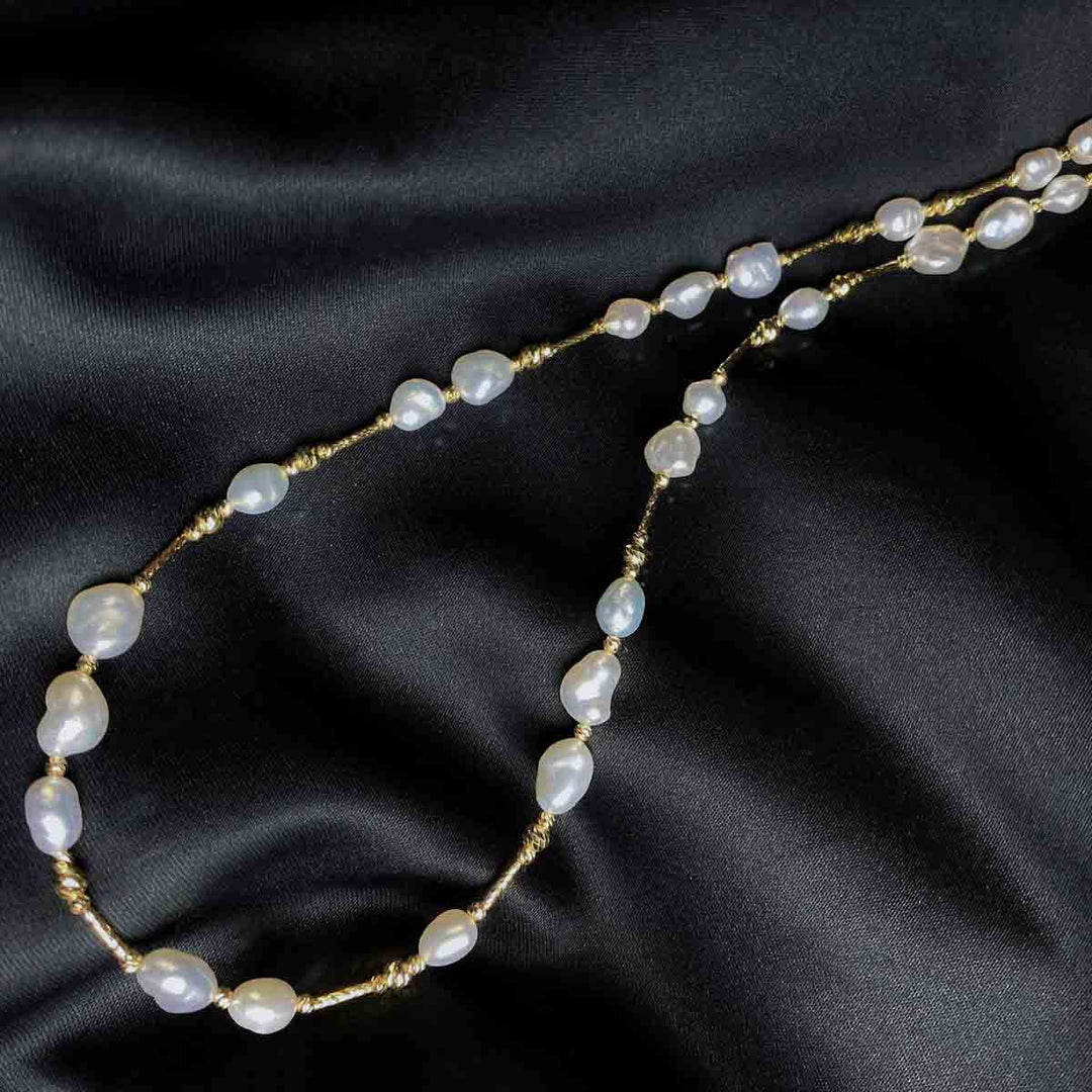 Sea Pearl Keshi Necklace, 18K
