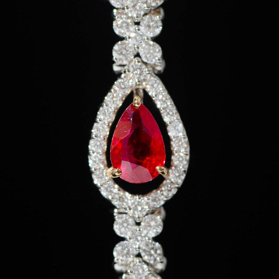 Burma(Myanmar) Natural Pigeon Blood Ruby Stone Bracelet 9.52ct, Diamond 2.92ct Pt950 Platinum/18K Gold GIA*9