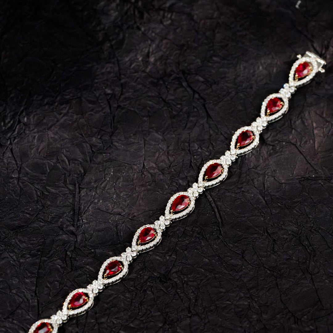Burma(Myanmar) Natural Pigeon Blood Ruby Stone Bracelet 9.52ct, Diamond 2.92ct Pt950 Platinum/18K Gold GIA*9