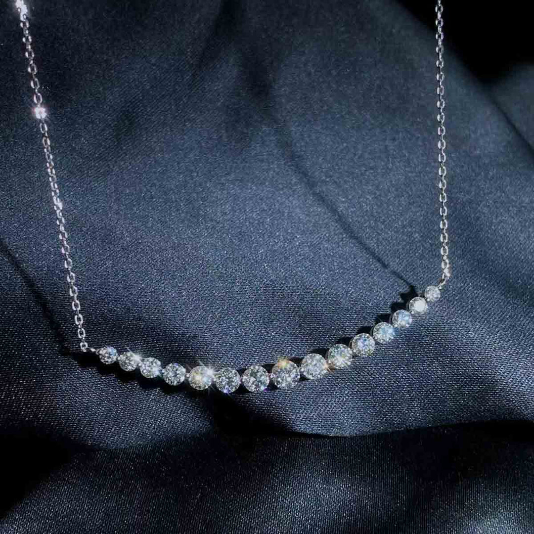 Natural White Diamond Smile Necklace D1.35ct,H VS 18K